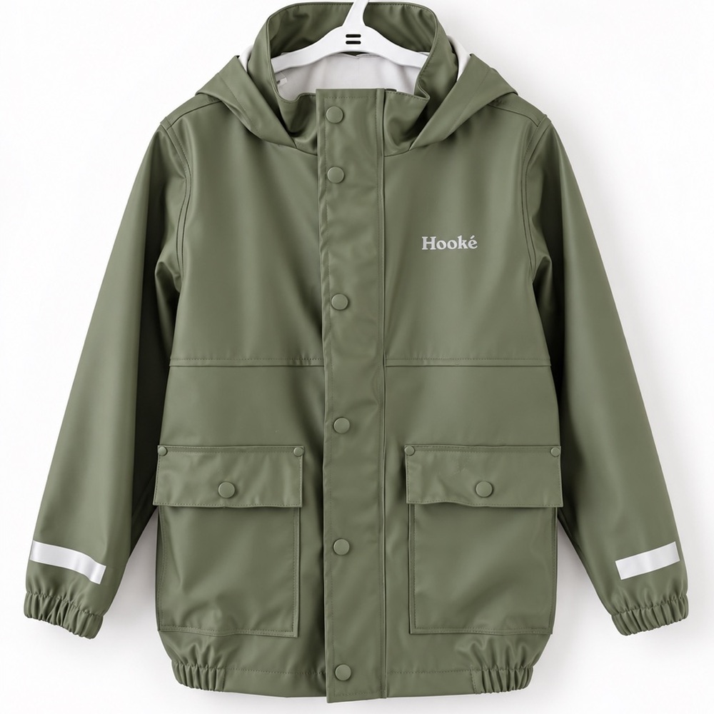 Hooké Kids Rain Jacket – Size 5 – Olive Green